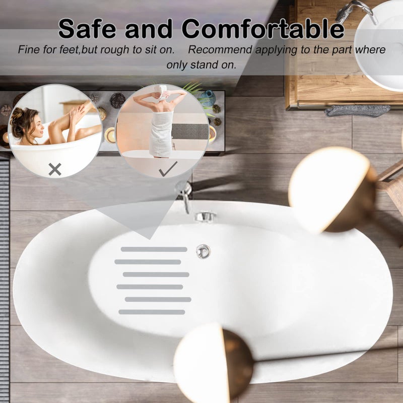 SX ملصقات غير قابلة للانزلاق لحمام S&X، مسارات مقاومة للانزلاق ذات نسيج خشن، عبوة من 12 - 0.75 × 11 بوصة (رمادي) - Image 5